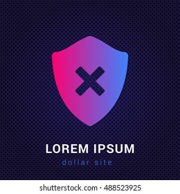 Delete Shield Blue & Red colorful gradient attractive bright material Icon / Logo Design