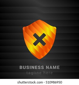 Delete Shield Orange, Yellow and Black silk fashion premium icon / Logo