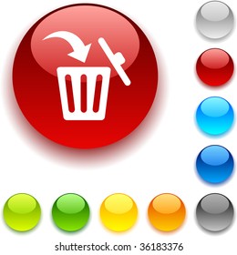 Delete shiny button. Vector illustration.