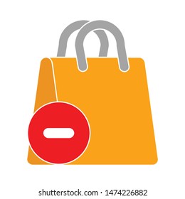 delete shopping bag icon. flat illustration of delete shopping bag vector icon. delete shopping bag sign symbol