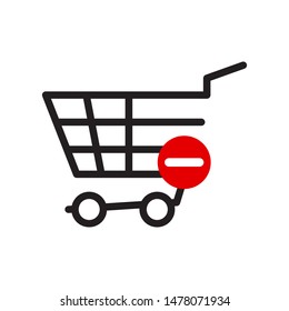 delete from shopping basket icon. flat illustration of delete from shopping basket vector icon for web