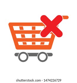 delete shopping cart icon. flat illustration of delete shopping cart vector icon. delete shopping cart sign symbol
