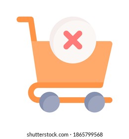 borrar ilustración vectorial de icono del carro de la compra. borrar el diseño plano del icono del carro de la compra.