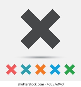 Delete sign icon. Remove button. Graphic element on white background. Colour clean flat remove icons. Vector