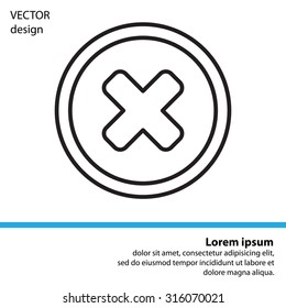 Delete sign, line icon. Remove button. Vector