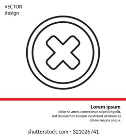 Delete sign, line icon. Remove button. Vector
