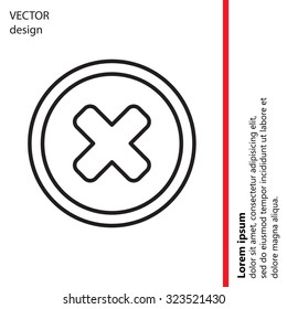 Delete sign, line icon. Remove button. Vector