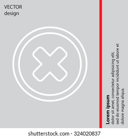 Delete sign, line icon. Remove button. Vector