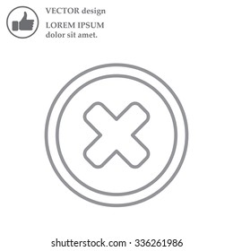 Delete sign, line icon. Remove button. Vector