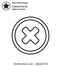 Delete sign, line icon. Remove button. Vector