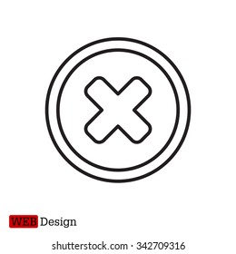 Delete sign, line icon. Remove button. Vector