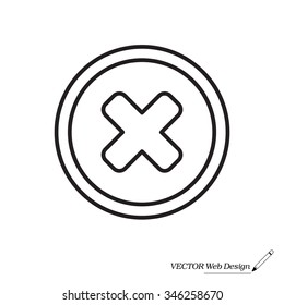 Delete sign, line icon. Remove button. Vector