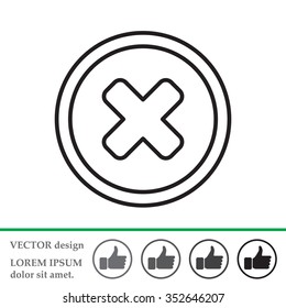 Delete sign, line icon. Remove button. Vector