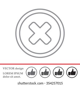 Delete sign, line icon. Remove button. Vector