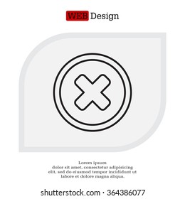 Delete sign, line icon. Remove button. Vector