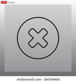 Delete sign, line icon. Remove button. Vector