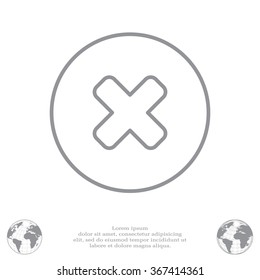 Delete sign, line icon. Remove button. Vector