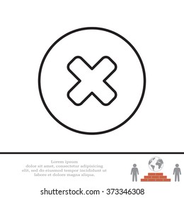 Delete sign, line icon. Remove button. Vector