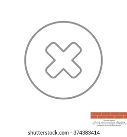 Delete sign, line icon. Remove button. Vector