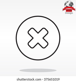 Delete sign, line icon. Remove button. Vector
