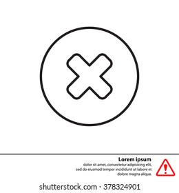 Delete sign, line icon. Remove button. Vector