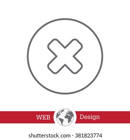 Delete sign, line icon. Remove button. Vector