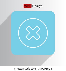 Delete sign, line icon. Remove button. Vector