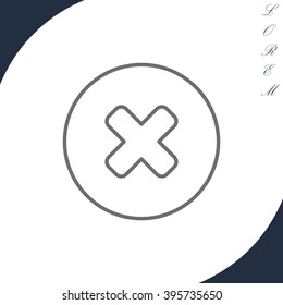 Delete sign, line icon. Remove button. Vector