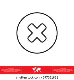 Delete sign, line icon. Remove button. Vector