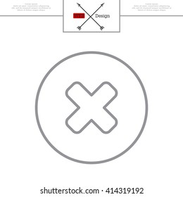 Delete sign, line icon. Remove button. Vector