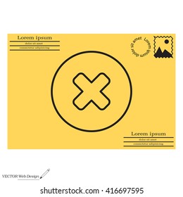 Delete sign, line icon. Remove button. Vector