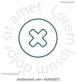 Delete sign, line icon. Remove button. Vector