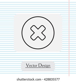 Delete sign, line icon. Remove button. Vector