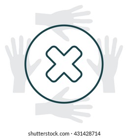 Delete sign, line icon. Remove button. Vector