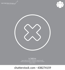 Delete sign, line icon. Remove button. Vector