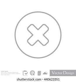 Delete sign, line icon. Remove button. Vector
