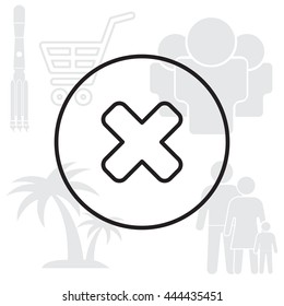 Delete sign, line icon. Remove button. Vector