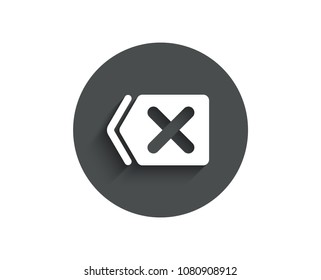Delete simple icon. Remove sign. Cancel or Close symbol. Circle flat button with shadow. Vector