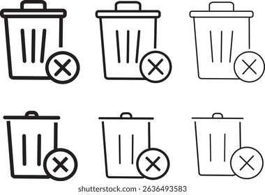 Delete simple line icons. Trash can sign, trash dustbin sign icon, remove, delete icon, delete icon vector illustration,
