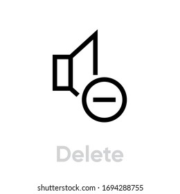 Delete Speaker simple icon. Editable Line Vector. Stop music or erase music sign for website and mobile app. Single Pictogram.