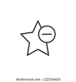 Delete star bookmark outline icon. linear style sign for mobile concept and web design. Favorite bookmark minus simple line vector icon. Symbol, logo illustration. Pixel perfect vector graphics