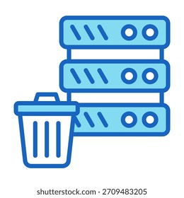 Borrar Icono de almacenamiento Color azul Estilo Ilustración vectorial