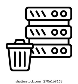 Ilustración vectorial de estilo de línea de icono de almacenamiento de Borrar