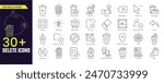 Delete Stroke icon collections. Delete icon set. Containing trash, delete button, cancel, undo, throw and remove icons. Stroke icon collection Editable Outline icon