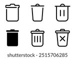 delete, trash bin, garbage icon symbol vector template collection