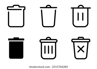 Borrar, papelera, icono de basura símbolo Vector Plantilla colección