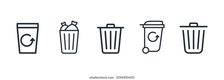 delete, trash bin, garbage icon symbol vector sign isolated on white background illustration for graphic and web design