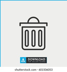delete trash bin icon. simple outline delete trash bin vector icon. on white background.