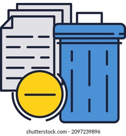 Delete trash data file bin on computer icon vector. Clean pc dustbin, erase digital information service