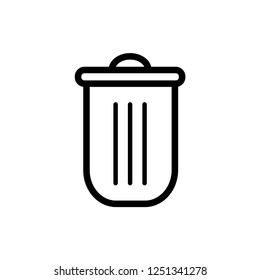 Delete UI & Dustbin Icon. Trash Can Symbol Vector. Garbage Basket Sign in Line Art Style.